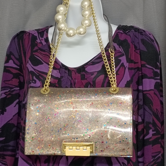 ❤️ZAC POSEN Earthette Pearl Clear Confetti Shoulder Crossbody Purse - Picture 3 of 8